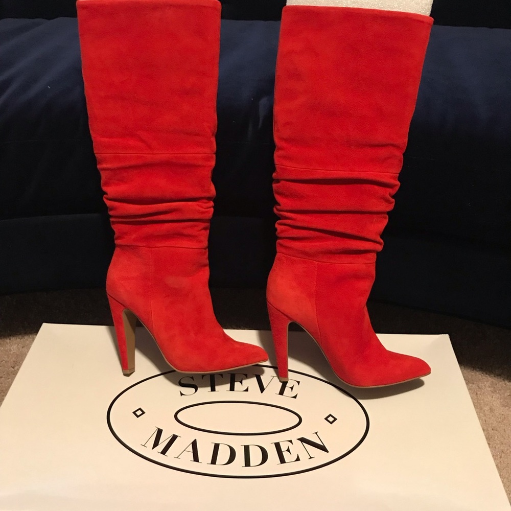 Steve Madden Red Suede Boots‼️